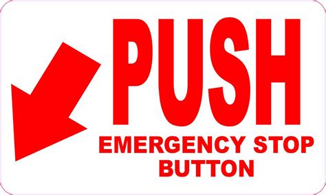 Stickertalk Push Emergency Stop Button Vinyl Sticker 5 Inches X 3 Inches