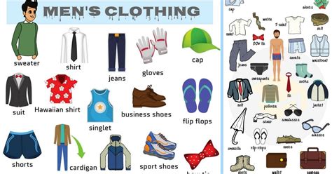 Mens Clothing Vocabulary Names Of Clothes With Pictures