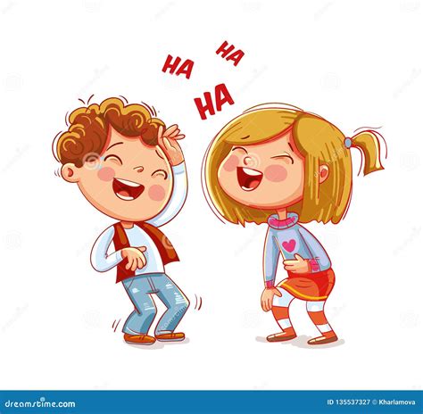 Children Laugh Fun Funny Cartoon Character Stock Vector Illustration