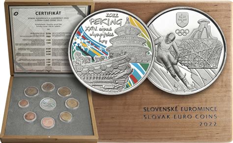 Euromince sada SLOVENSKO PROOF 2022 Olympiáda Drevená kazeta
