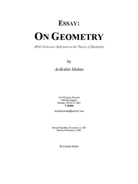 Essay On Geometry Pdf Line Geometry Distance