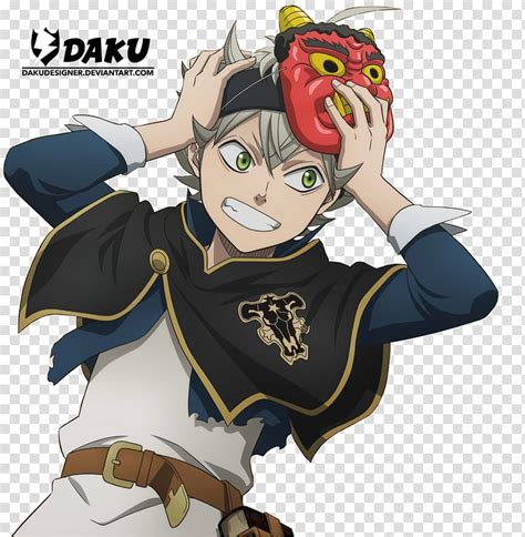 Render Asta Black Clover Daku Male Anime Character Holding Mask Transparent Background Png