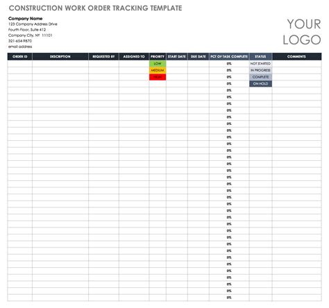 Work Order Tracking Template