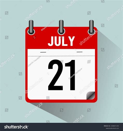 July 21 Calendar Icon Vector Illustration Stock Vector Royalty Free