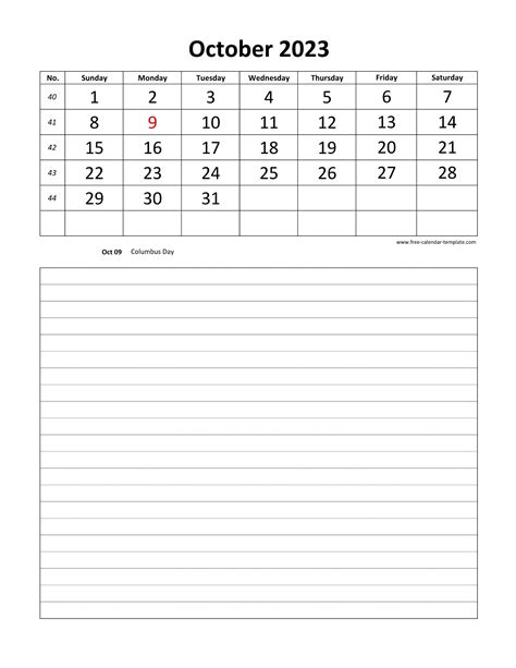 October 2023 Free Calendar Tempplate Free Calendar