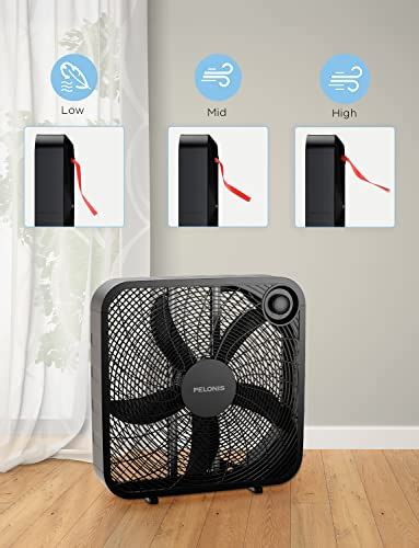 Pelonis 3 Speed Box Fan For Full Force Circulation With Air Conditioner
