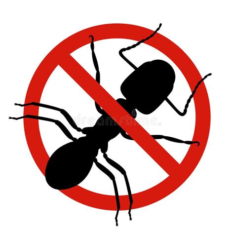 Anti Ants Pest Control Stop Insects Sign Silhouette Of Ant In Red