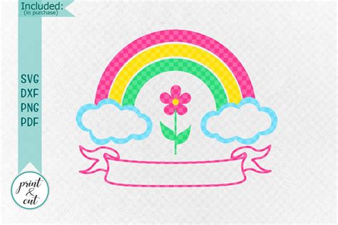 Birthday Rainbow With Ribbon To Add Name Svg Dxf To Cut File 229814
