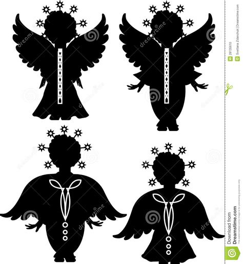 Cute Angels Silhouettes Set Stock Vector Illustration Of Clipart