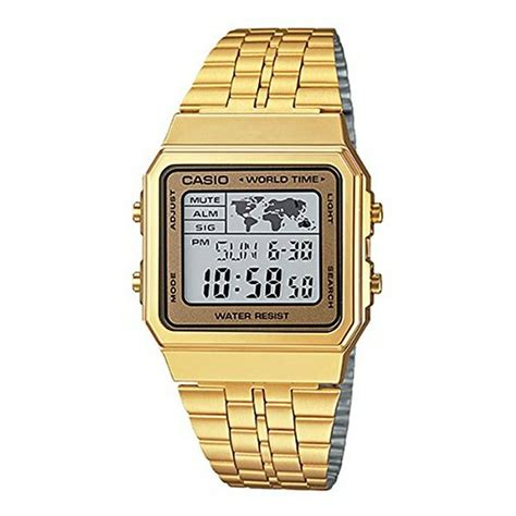 Casio Mens Gold Tone World Time Stainless Steel Watch A500wga 9