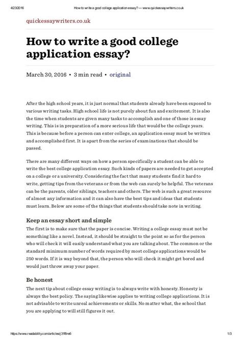 What To Write About For College Essay College Application Essay