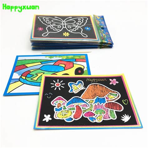 Happyxuan 100pcslot 2 In 1 Magic Color Scratch Art Painting Coloring