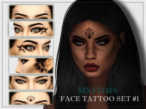 Face Tattoo Set 1 For The Sims 4 Sims Sims 4 Piercings Sims 4