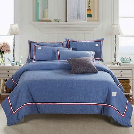 10 best full comforter sizes of june 2021. Blue Masculine Shabby Chic Simply Full, Queen Size Bedding ...