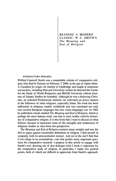 SOLUTION: Reading a modern classic w c smith s 22the meaning and end of