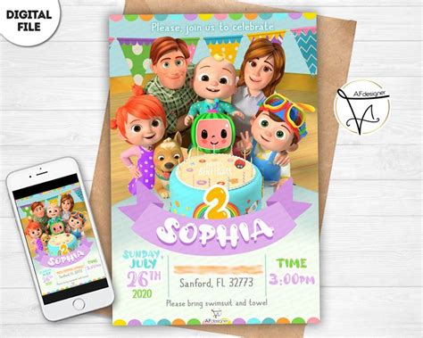 You only need to choose one template that is designed for your event and suits your style or. Digital COCOMELON Party Invitation, Baby Girl Invitation ...