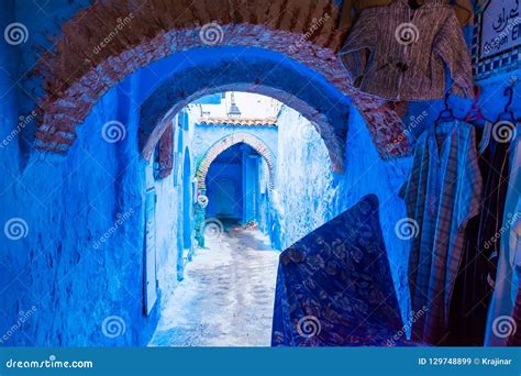 Street In Blue City Medina In Chefchaouen Morocco Africa Stock Image