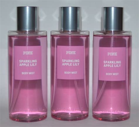 3 Victorias Secret Pink Sparkling Apple Lily Body Mist Fragrance Spray