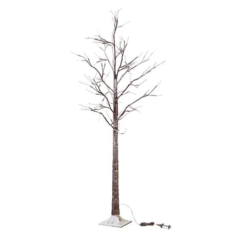 Plow And Hearth 4 Ft White Birch Pre Lit Slim White Artificial Christmas