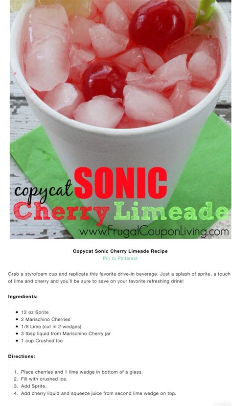 Copycat Sonic Cherry Limeade Cherry Limeade Sonic Cherry Limeade