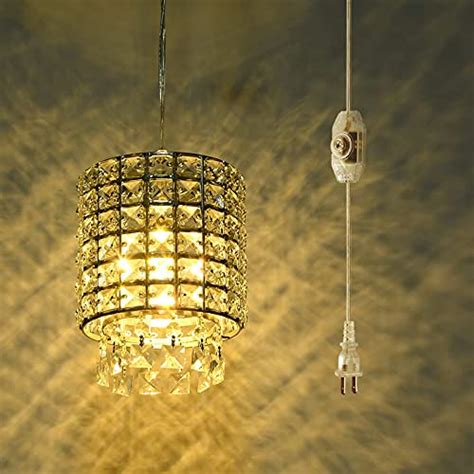 Hmvpl Plug In Crystal Swag Chandelier With Onoff Dimmer Switch And 16