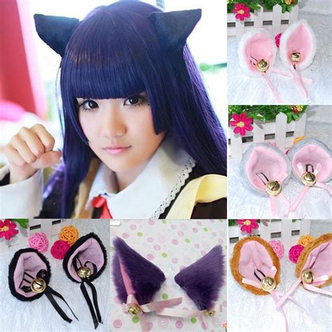Buy Partylong Fur Cat Ears Hair Clip Anime Neko Costume Hair Clip