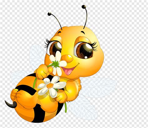 Girl Bee Holding Flower Illustration Queen Bee Cute Bee Free Png Honey Bee Cartoon Bee