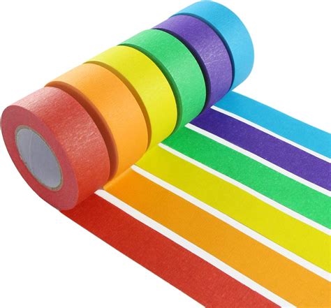 coloured tape 6 pack 1 inch x 22 yards decorative writable colored masking tape for arts