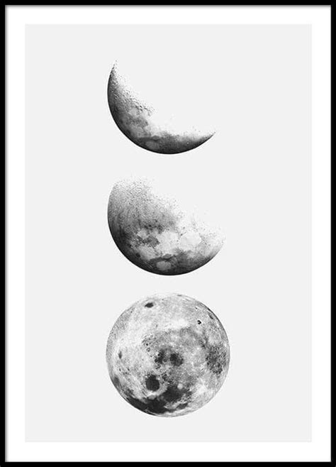 Black And White Illustration Of A Row Of Moons In Different