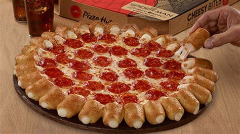 As i bite it, it revealed a stringy mozzarella cheese made exciting with spam cubes. Pizza Hut Brings Back Cheesy Bites Pizza In 'Spider-Man ...