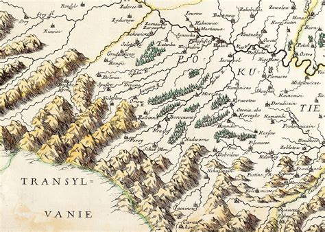 Mountains And Trees Boundary Of Transylvania From A Map Of Russie Noir By