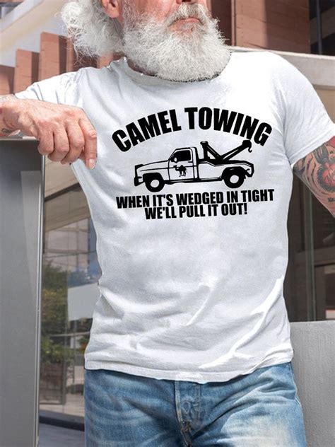 men s funny camel towing text letters loose cotton t shirt lilicloth
