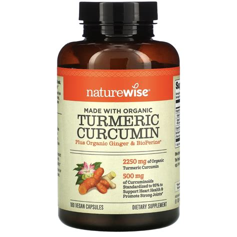 NatureWise Turmeric Curcumin Plus Bioperine Ginger 2250mg Organic
