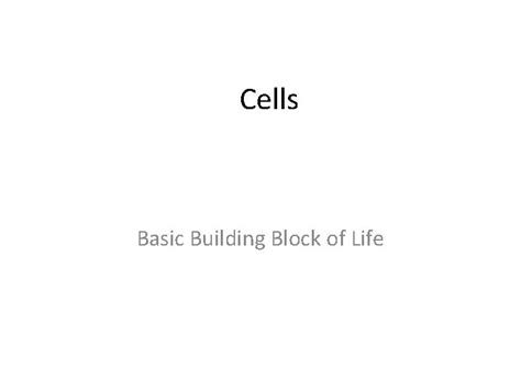 Cells Basic Building Block Of Life Cell Theory