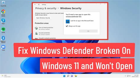 Fix Windows Defender Broken On Windows 11 And Wont Open Youtube