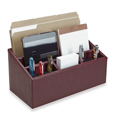 Handmade Office Accessories Brown Color Leather Desk Set For Whole Set