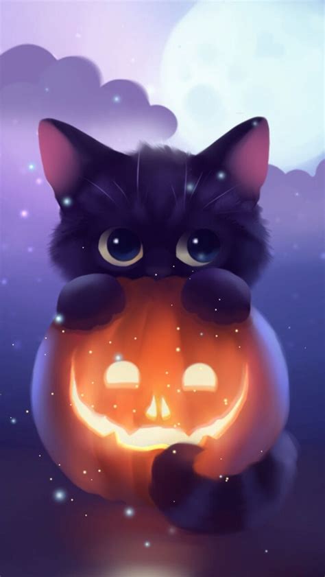 Halloween Kitten Pumpkin Art Iphone Wallpaper Iphone