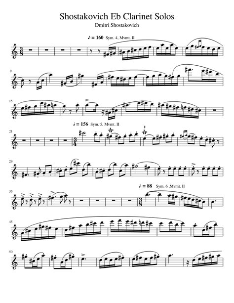 Shostakovich Eb Clarinet Solos Sheet Music For Clarinet In E Flat Solo