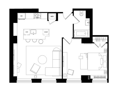 Floor plan of one bedroom apartment. Loft: One Bedroom | The Marmara Park Avenue