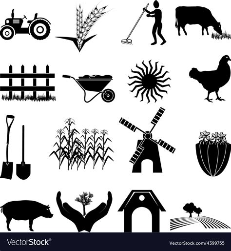 Farm Icons Set Royalty Free Vector Image Vectorstock