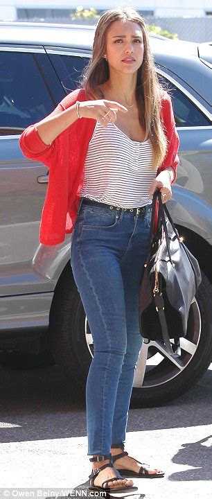 Jessica Alba Is Effortlessly Chic In High Waisted Jeans As She Gives