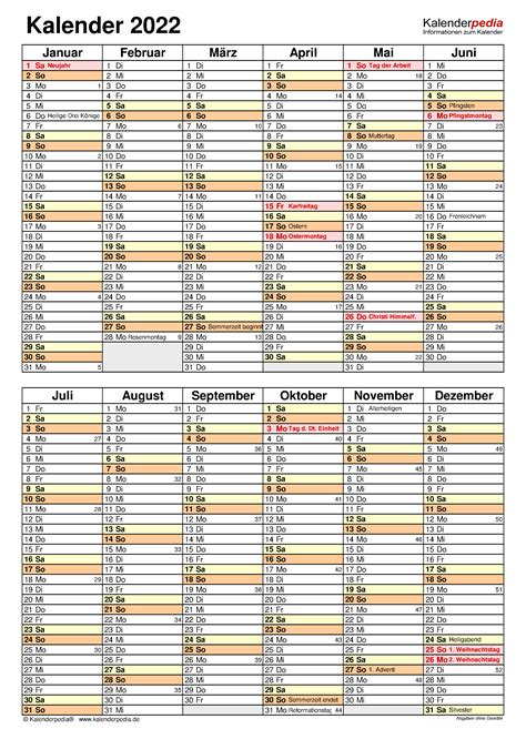 Kostenlos 2022 Excel Kalender Leerer Und Druckbarer Kalender Xls