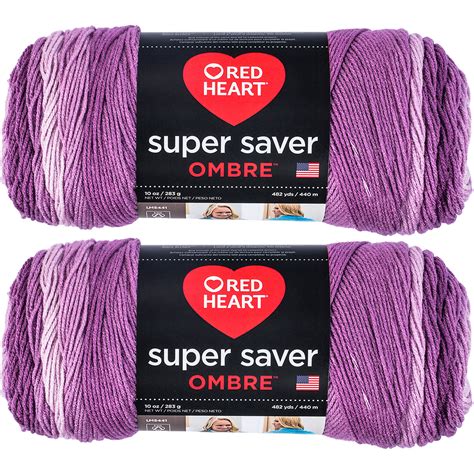 Red Heart Super Saver Ombre Yarn Purple Multipack Of 2