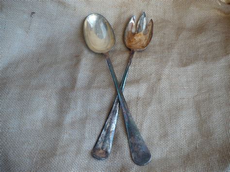Wa Sheffield England Silver Plate Serving Spoon Salad Fork Etsy