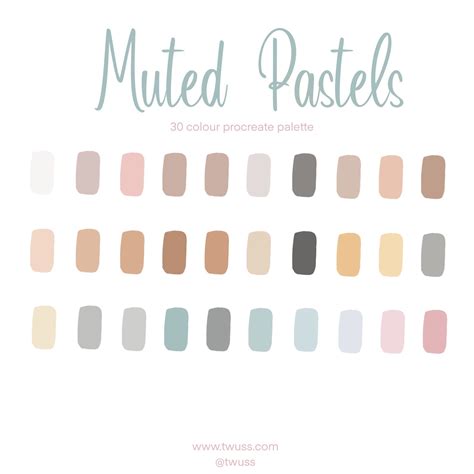 Muted Pastels Procreate Colour Palette Summer Pastel Color Palette Crella