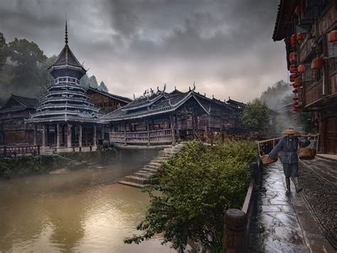 Dong Village Zhaoxing Ethnic Minority Village In The