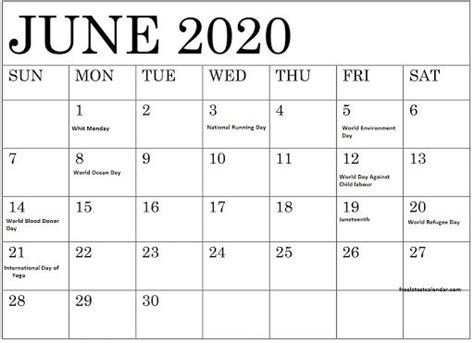 Federal Holidays Calendar June 2020 Federal Holiday Calendar Usa