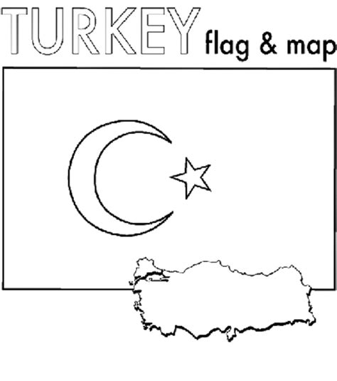 Türkiye Bayrağı ve Haritası Boyama Sayfası Boyama Online