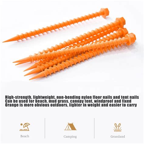 10pcs Plastic Tent Hook Stakes Camping Tents Accessories Ground Support Nails Peg Screw Shelter