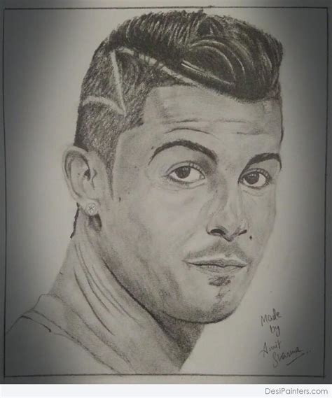Pencil Sketch Of Cristiano Ronaldo Desi Painters